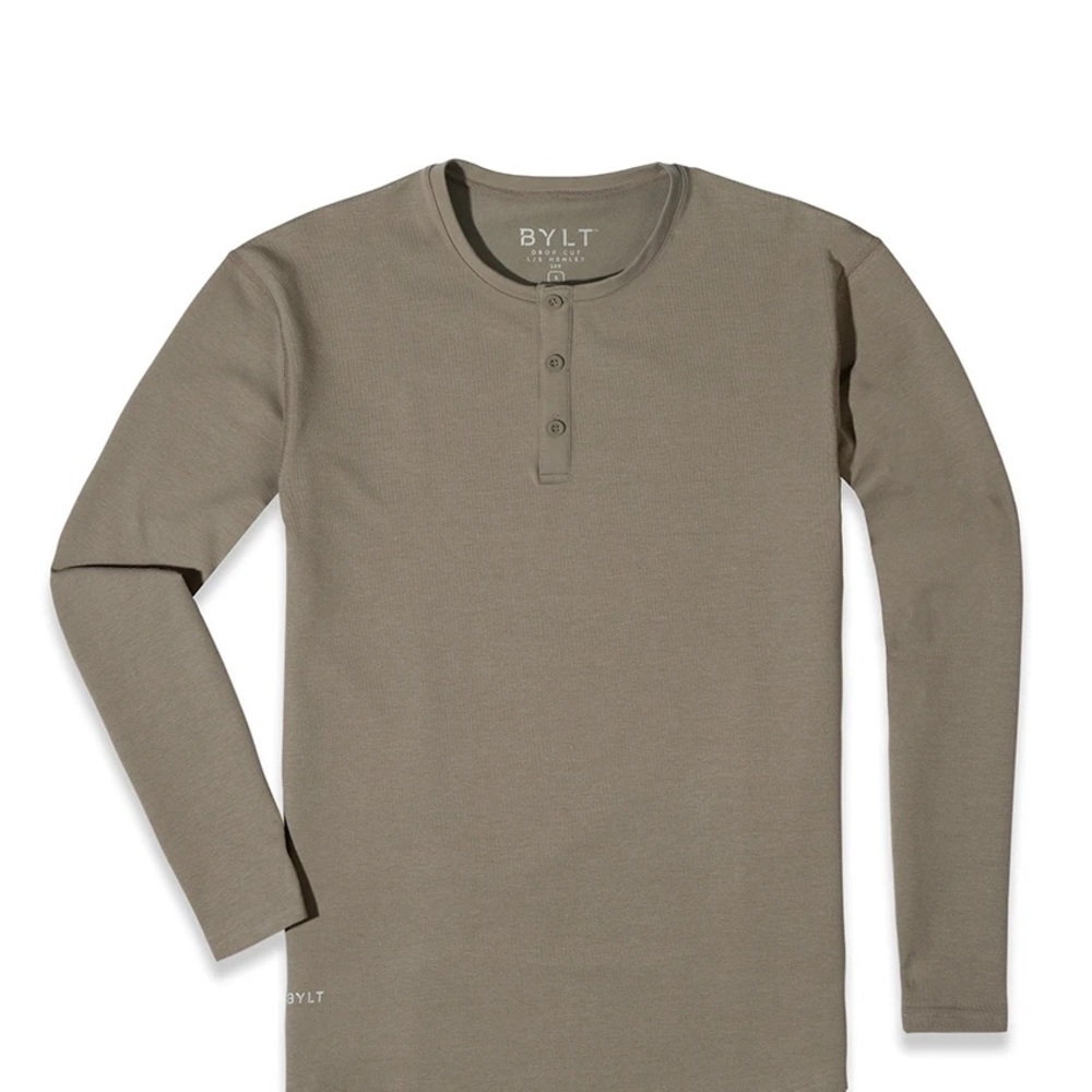 Bylt Henley Drop-Cut Long Sleeve: LUX, M, Olive